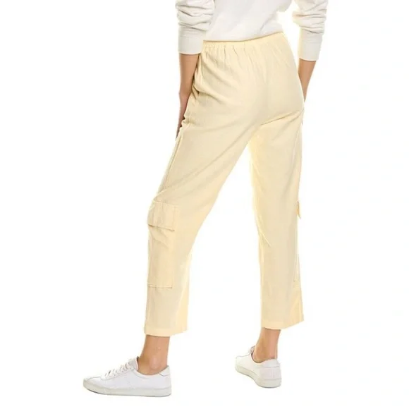 Monrow Buttercream Cropped Cotton Cargo Pants - Picture 2 of 10